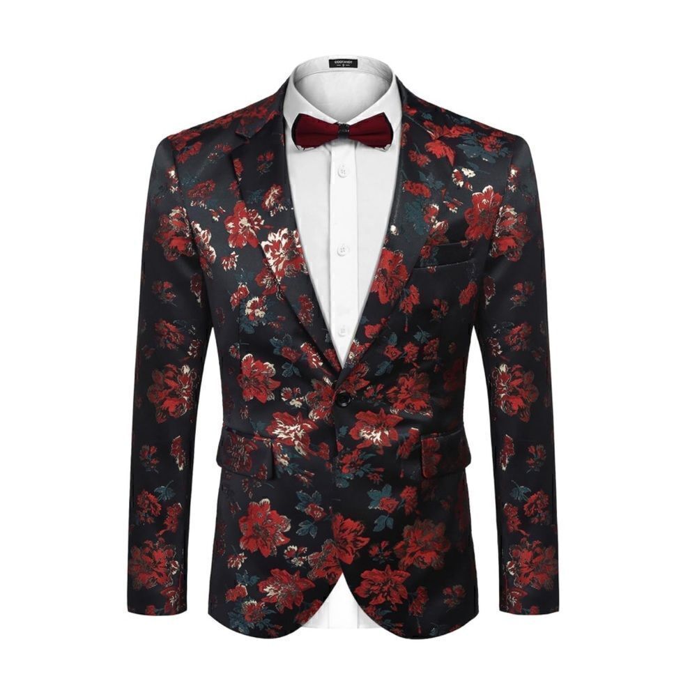 Men’s Floral One Button Slim Fit Tuxedo Suit Jacket Blazer Size S NWOT - Picture 11 of 13